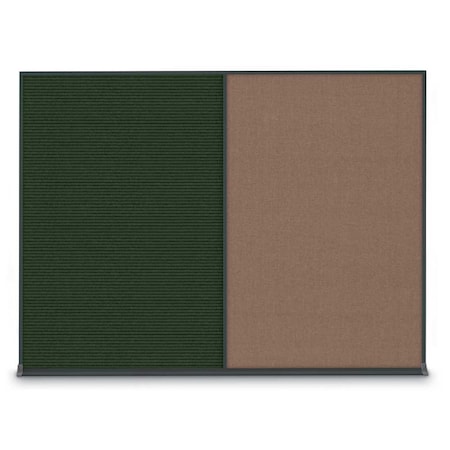 United Visual Products Double Door Radius Corkboard, 60"X36", B UV8004-BRONZE-BLACK
